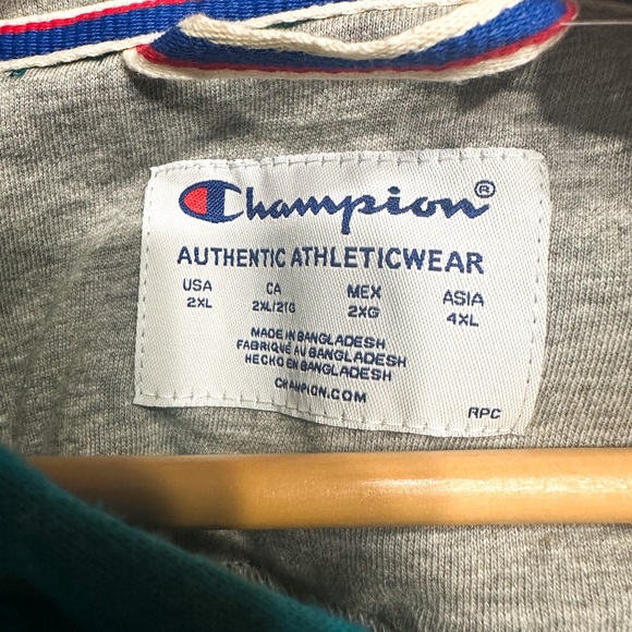 NWT Champion Powerblend C Logo 2XL Men’s Hoodie Teal Turquoise Pocket Sweatshirt - Picture 7 of 10